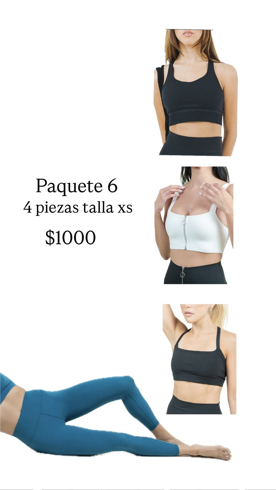 Paquete 6 $1,000 4 piezas Talla XS