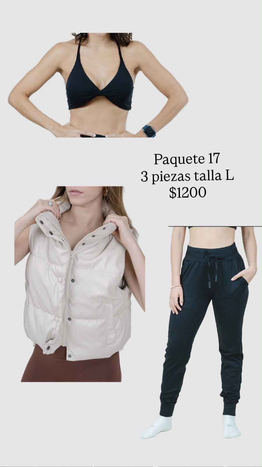 Paquete talla L $1,200 3 piezas