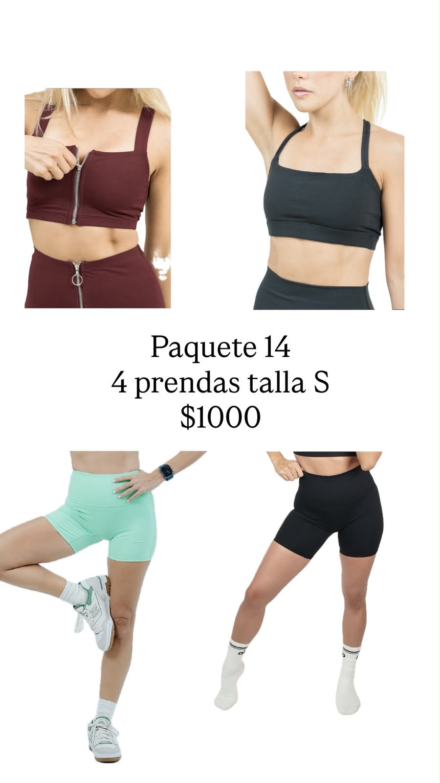 Paquete talla S $1000 4 pzas